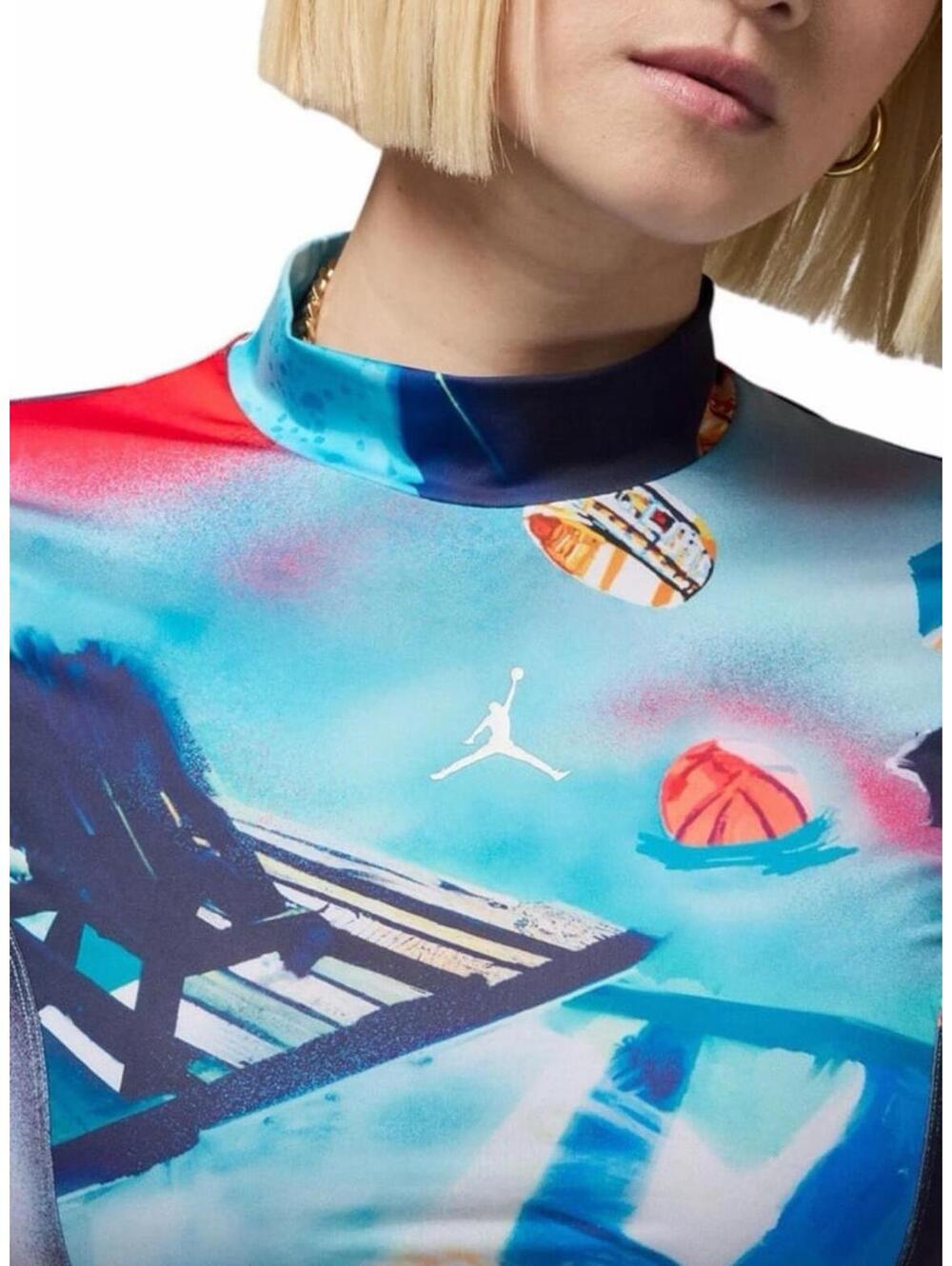 New $62 Jordan Print Short Sleeve Cropped Compression top - Womens S / Tight fit - Picture 5 of 6